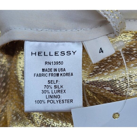 NWT Women's - Hellessy Gold Silk Long Sleeve Blouse, Size 4 - Picture 8 of 11